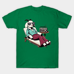 smoking 70s goat relaxing with vintage radio T-Shirt